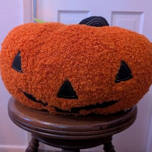 Sherpa Orange Pumpkin Plush Pillow